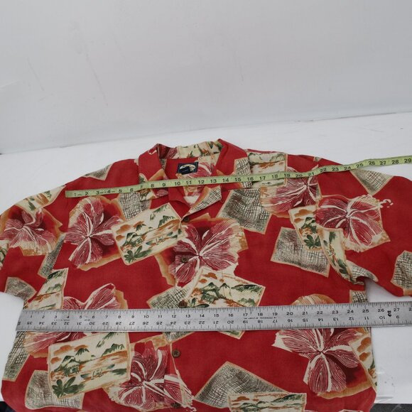 Tommy Bahama Hawaiian Shirt Mens Large Linen camp loop collar postcard floral - Picture 14 of 14
